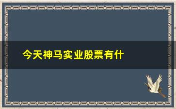 “今天神马实业股票有什么利好